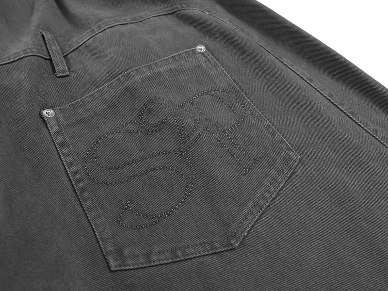 High-Waist Wide-Leg Denim Pants | Vintage Wash Cotton