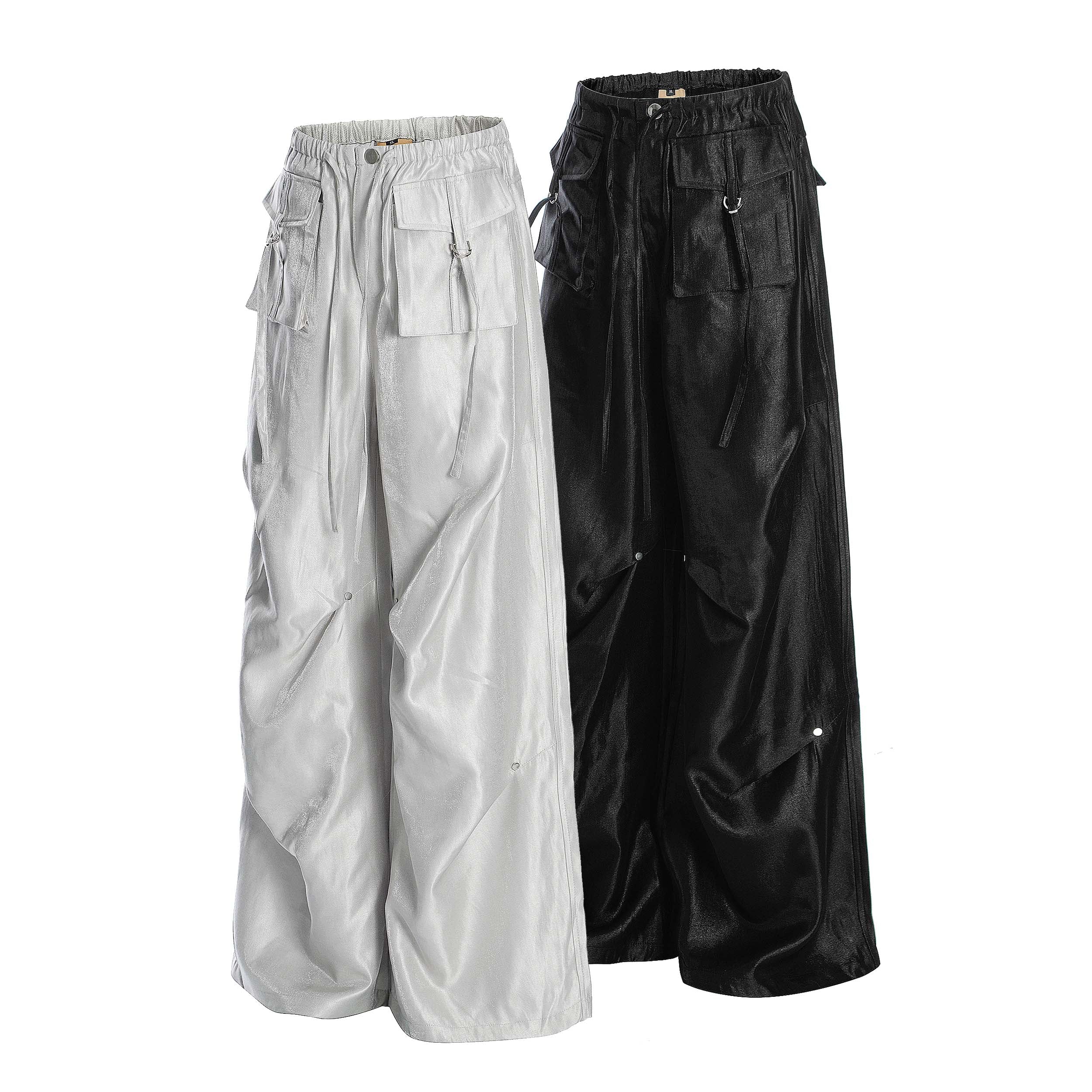 Omirad Glossy Utility Cargo Pants | Wide Leg Barrel Fit
