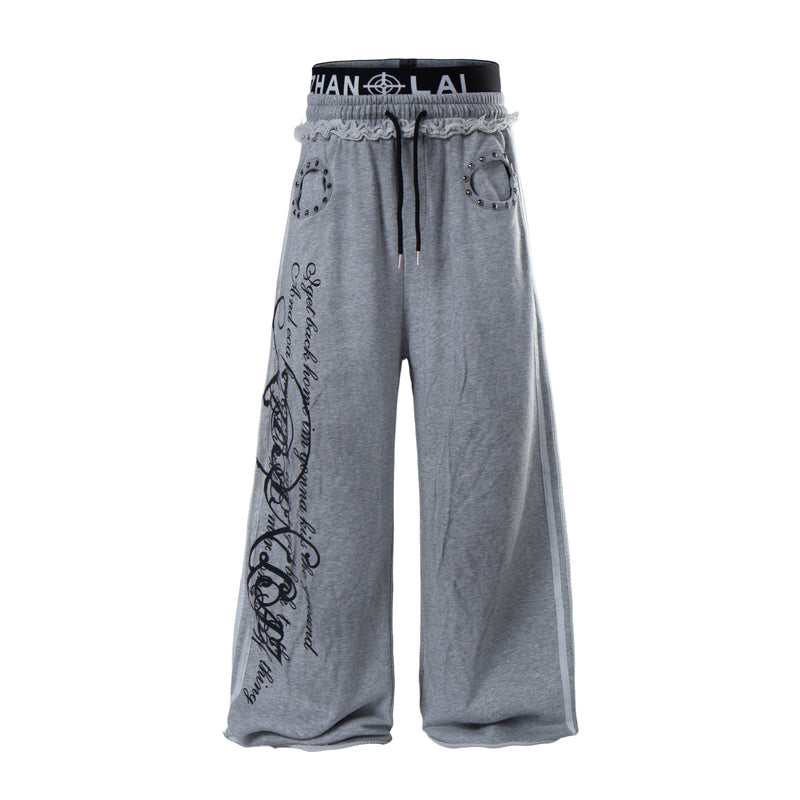 Script Graffiti Wide-Leg Sweatpants | Streetwear Joggers