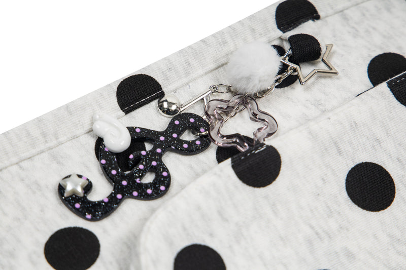Battle Kid Polka Dot Wide-Leg Cargo Pants with Charms