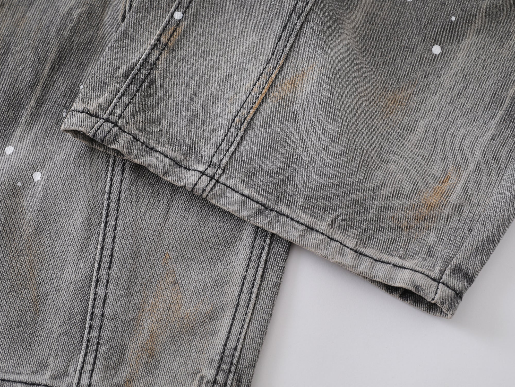Speckled Fade Curved-Panel Wide-Leg Denim Pants | Omirad