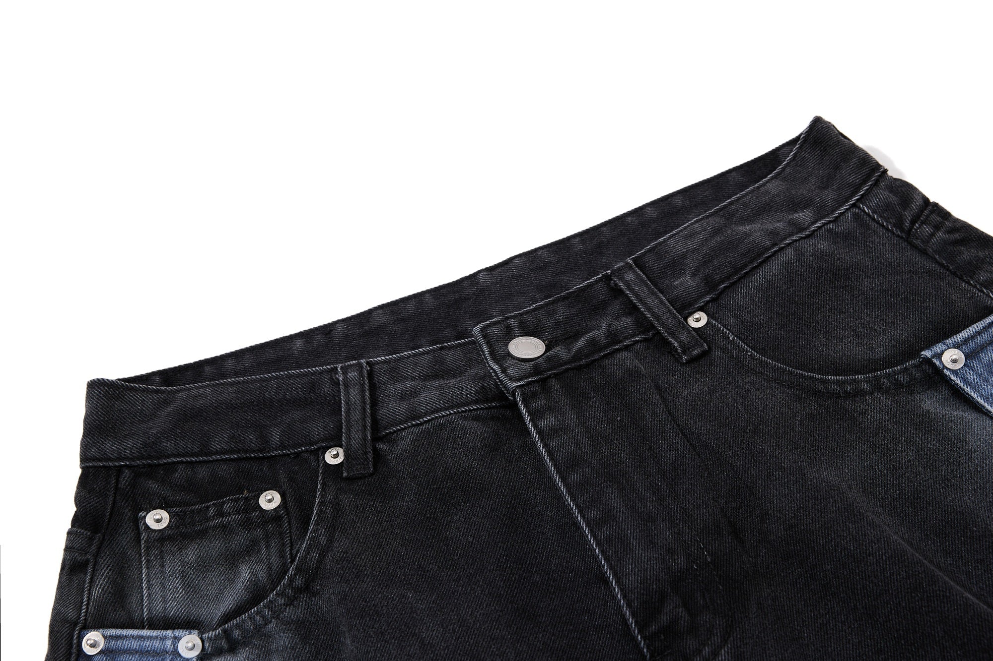 Graphic Panel Wide-Leg Denim Jeans | Vintage Black Streetwear