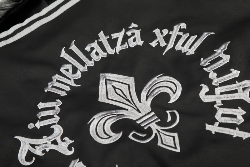 Faux Fur Collar Gothic Embroidered Bomber Jacket | Streetwear