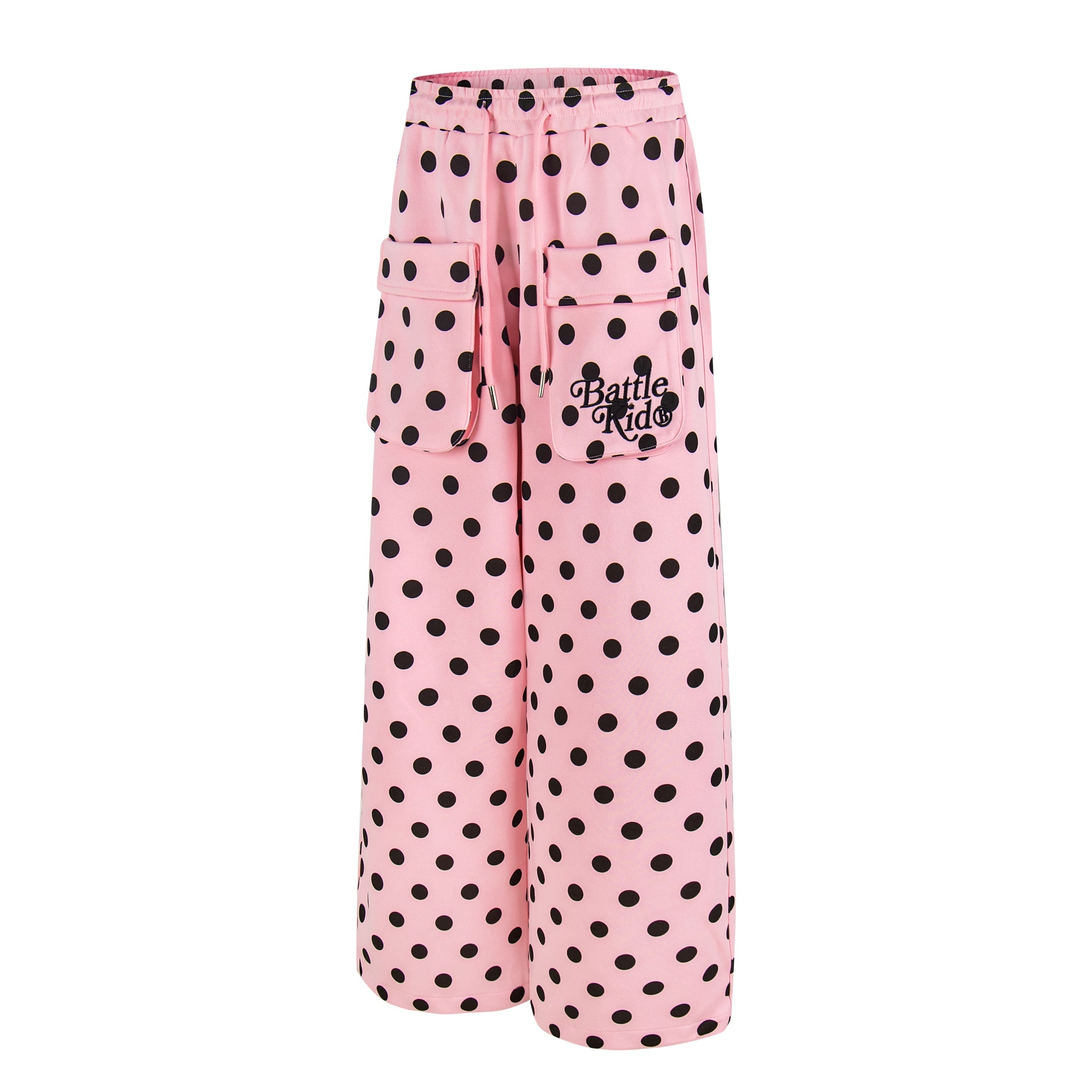 Battle Kid Polka Dot Wide-Leg Cargo Pants with Charms