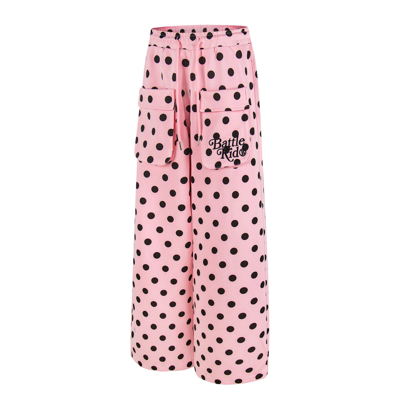 Battle Kid Polka Dot Wide-Leg Cargo Pants with Charms