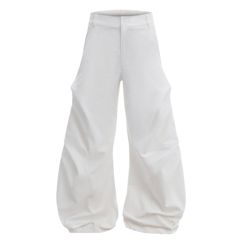 Omirad Sculpted Pleat Tech Wide-Leg Pants | Black & White