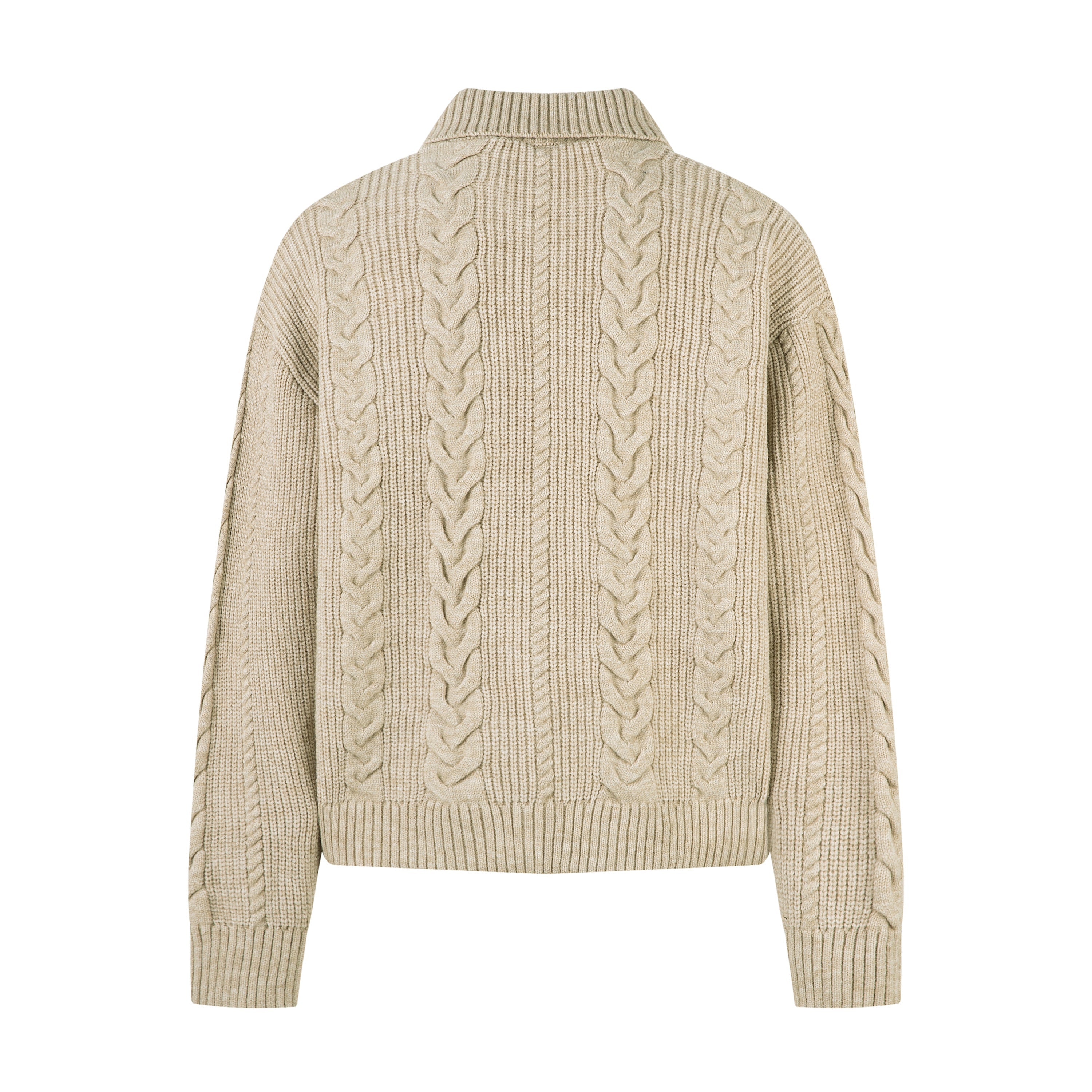 Cable Knit Zip-Up Sweater Jacket | Structured Knit Cardigan