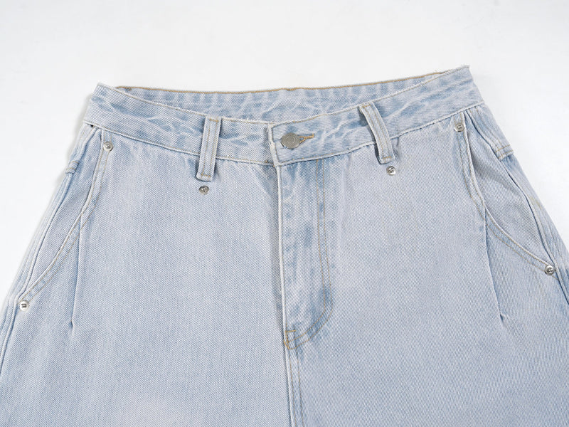 Light-Wash Wide-Leg Denim Pants | Relaxed Streetwear Fit