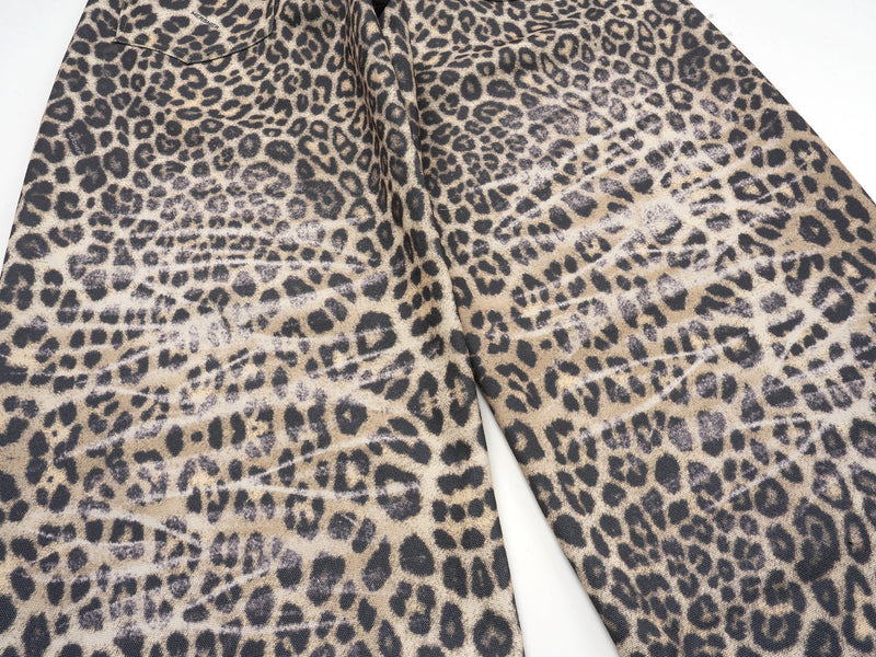Leopard Print Wide-Leg Performance Mesh Pants | Omirad