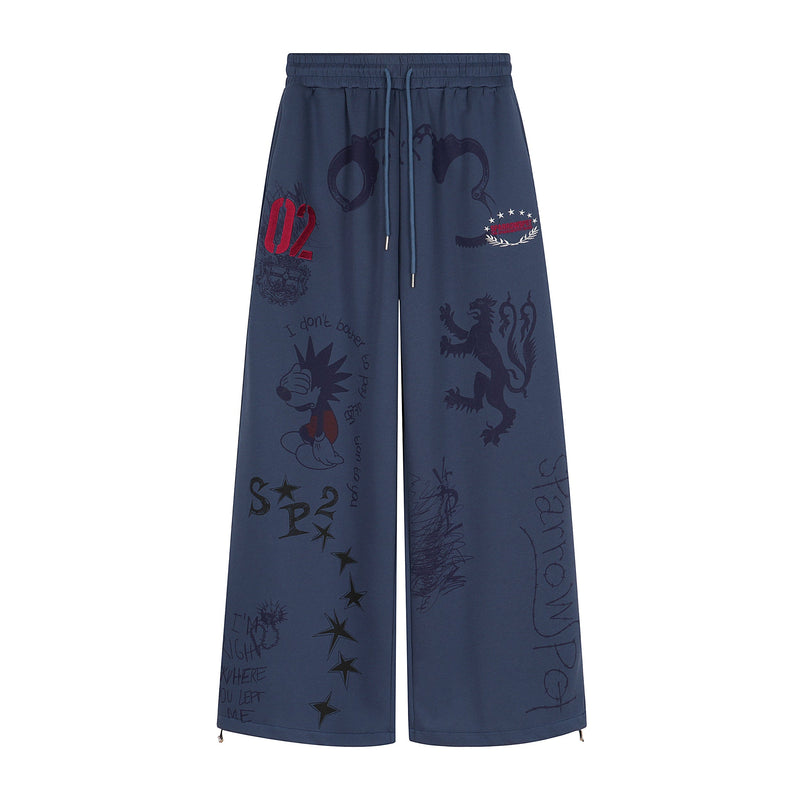 Omirad Sketch Graphic Wide-Leg Sweatpants | Street Style