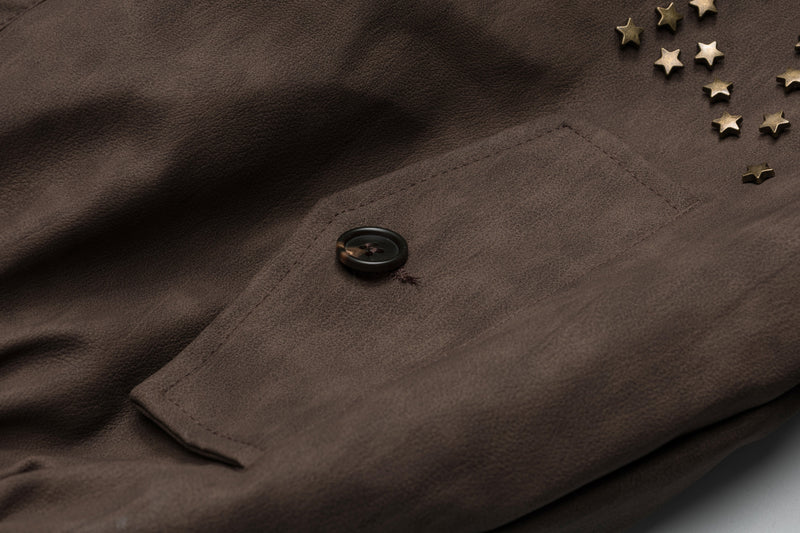 Fur-Collar Studded PU Bomber Jacket | Vintage Streetwear