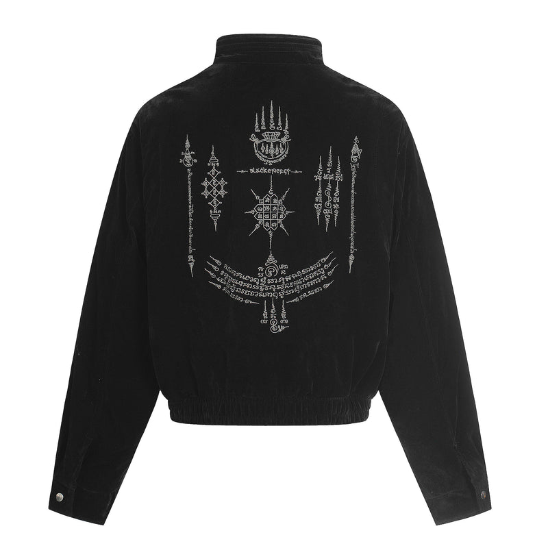 Omirad Embroidered Suede Metal Clasp Bomber Jacket