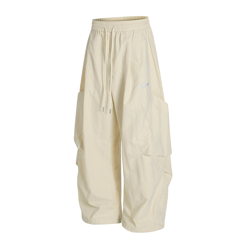 Nylon Utility Cargo Wide-Leg Pants | Pastel Streetwear