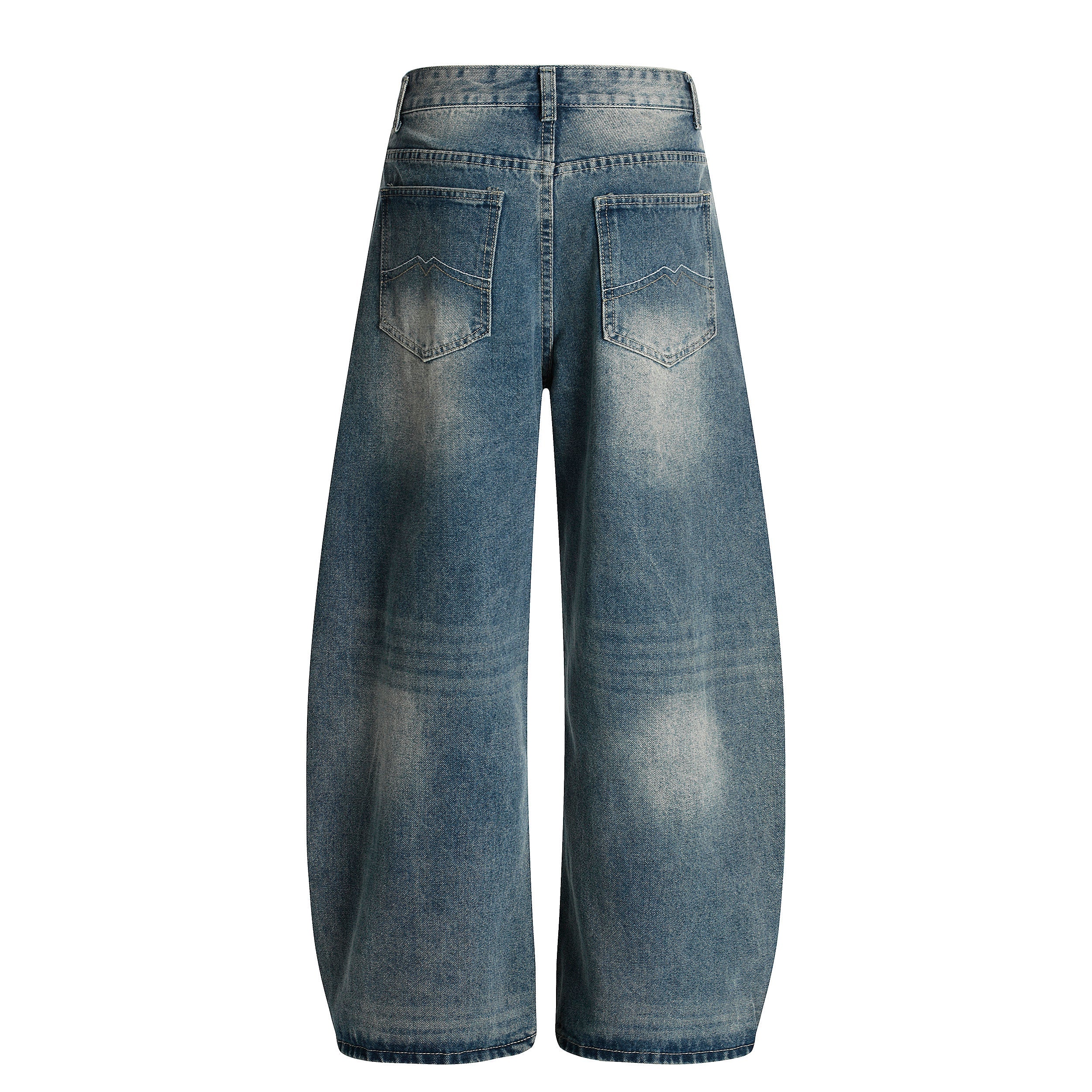 Omirad Creased-Wash Balloon Jeans | Wide Leg Denim