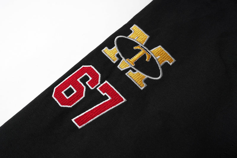 Omirad Patchwork Camouflage Varsity Bomber Jacket