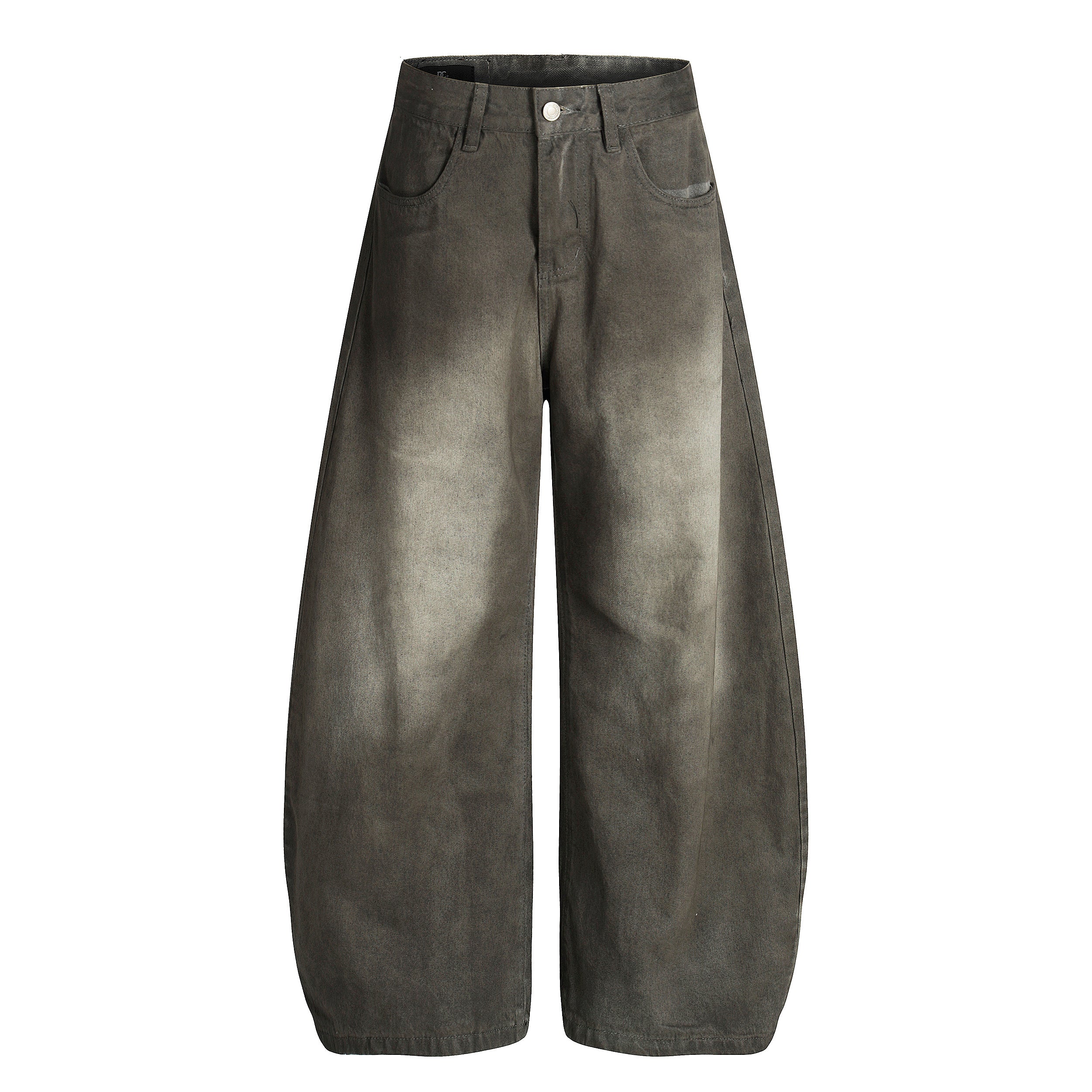 Omirad Faded Curved Wide-Leg Denim Pants | Vintage Wash