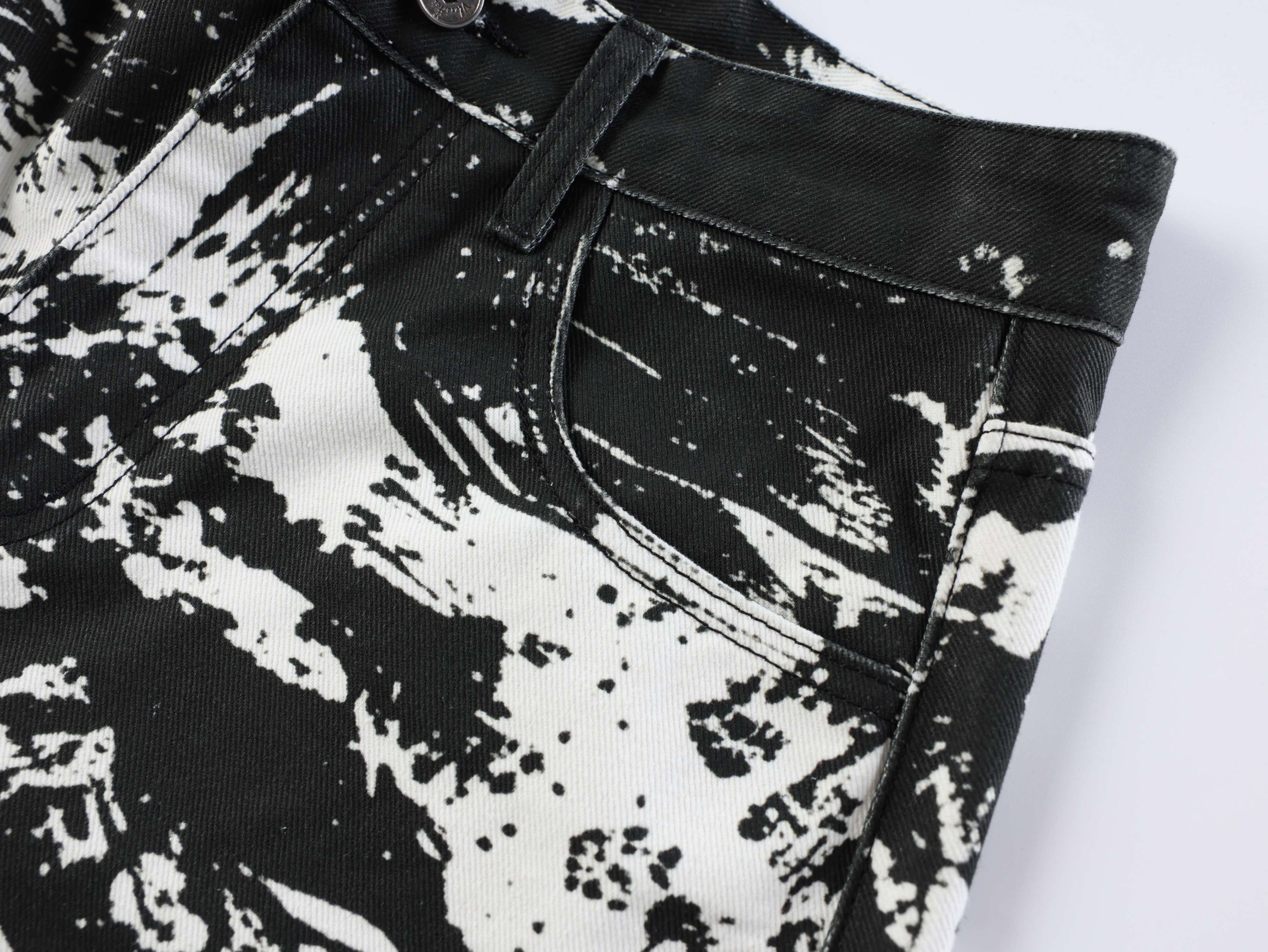 Monochrome Animal Print Wide-Leg Jeans | Oversized Streetwear