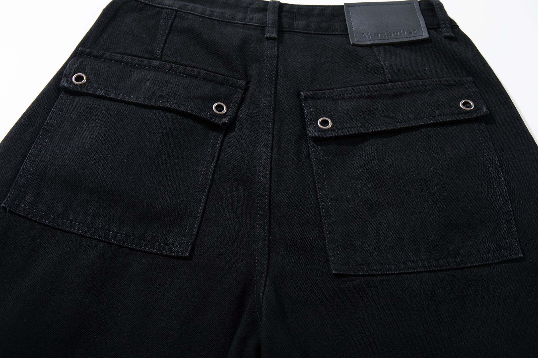 Omirad Tactical Distressed Wide-Leg Pants | Black Denim