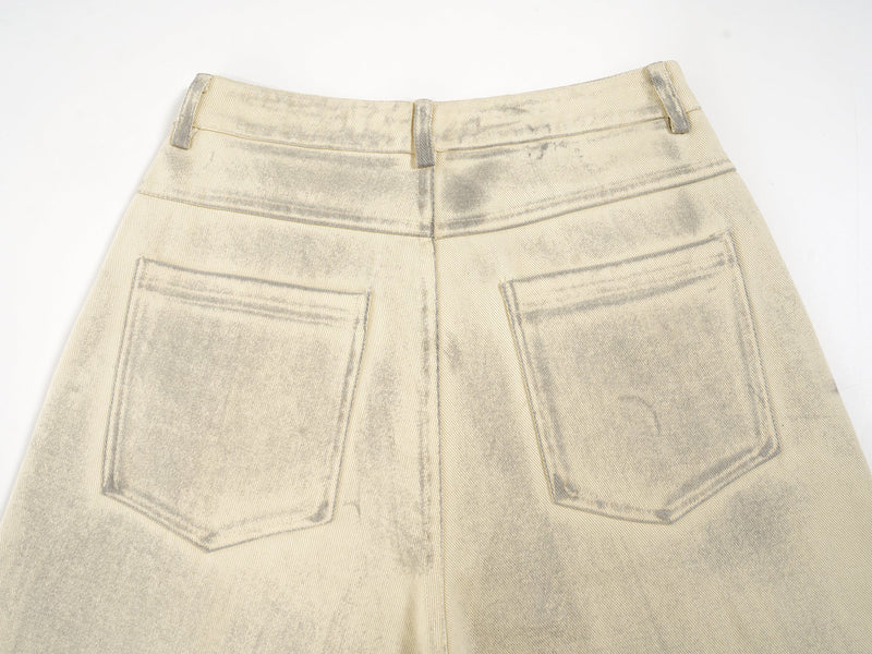 Wide-Leg Embroidered Pocket Denim Pants | Street Luxury