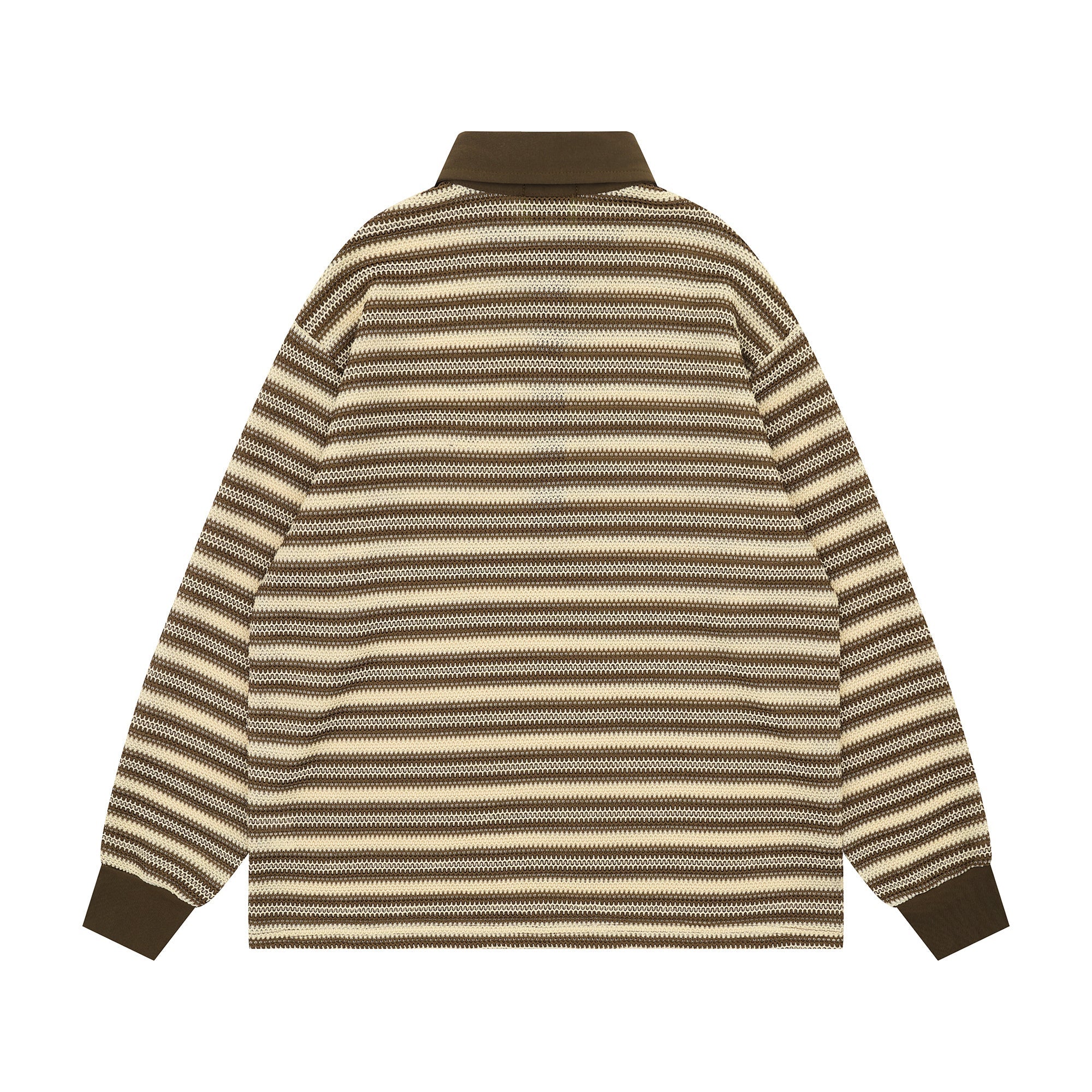 Omirad Striped Knit Long-Sleeve Polo | Retro Streetwear