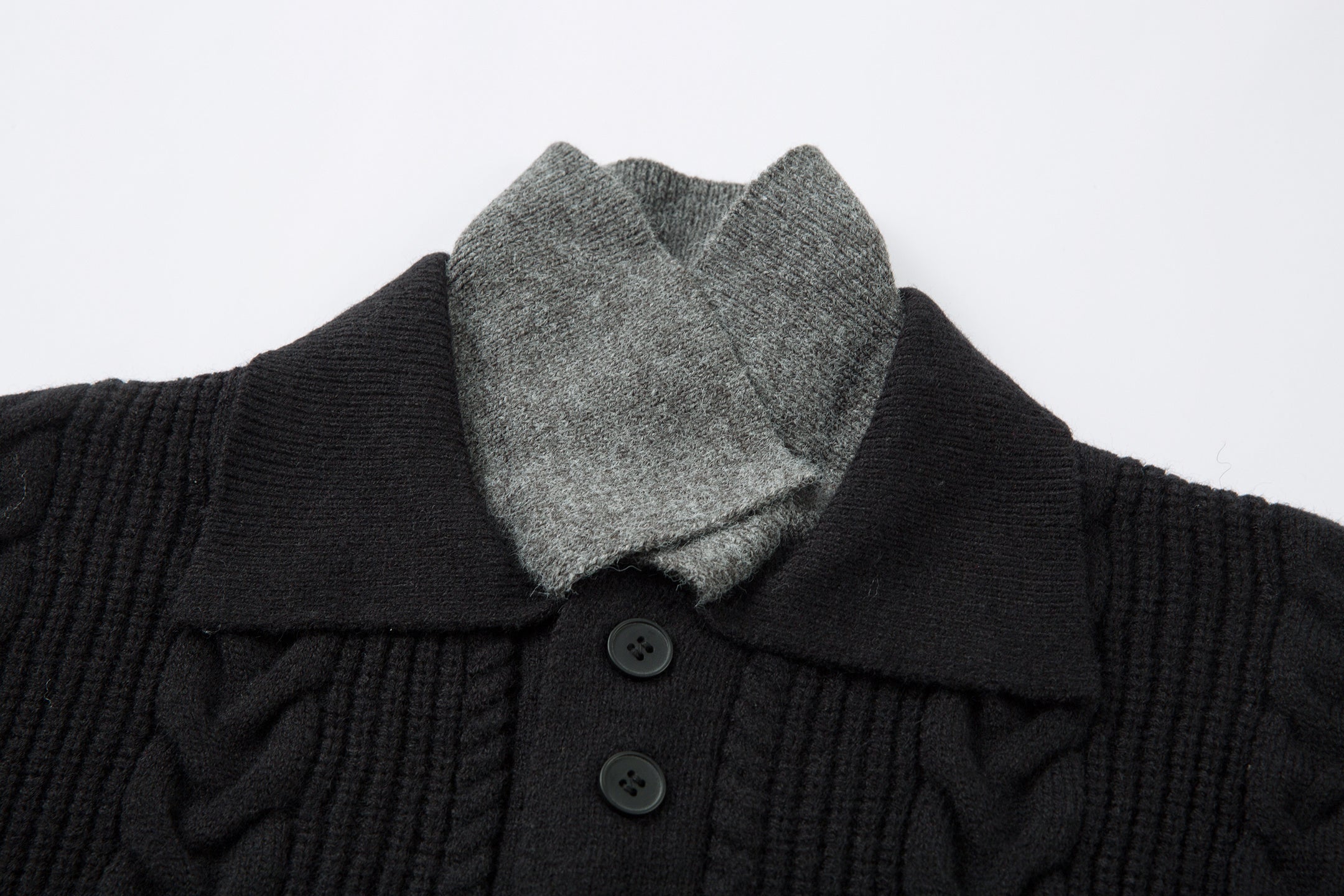 Omirad Vintage Cable Knit Polo Sweater | Contrast Collar