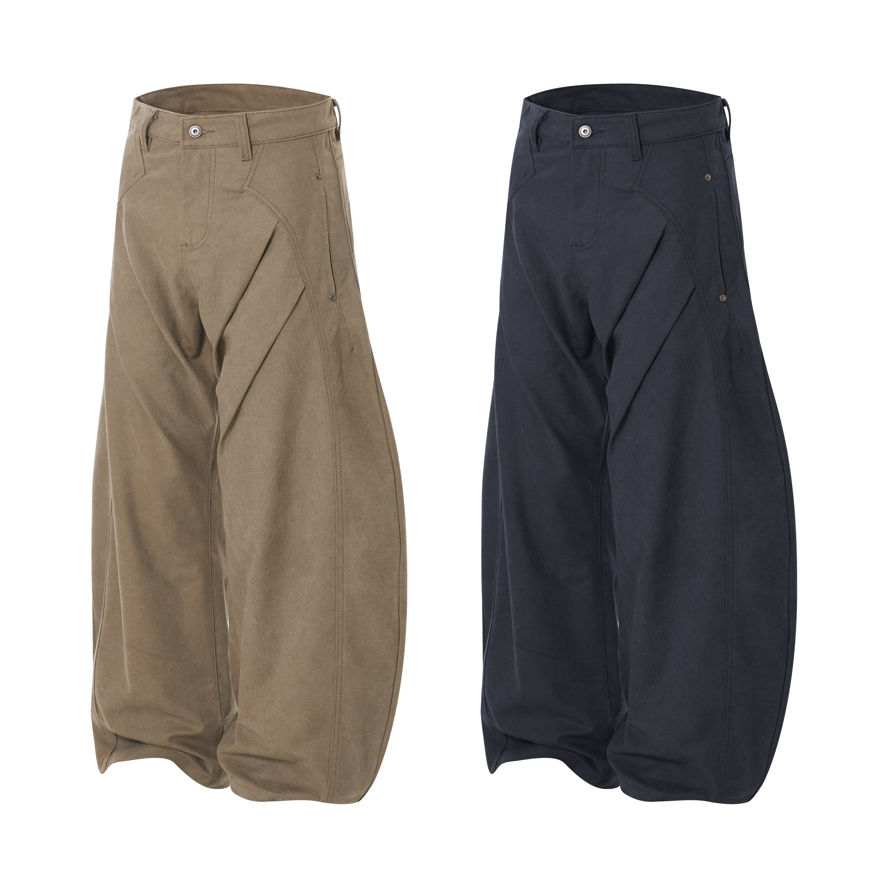 3D Curved Panel Wide-Leg Pants | Sculptural Streetwear