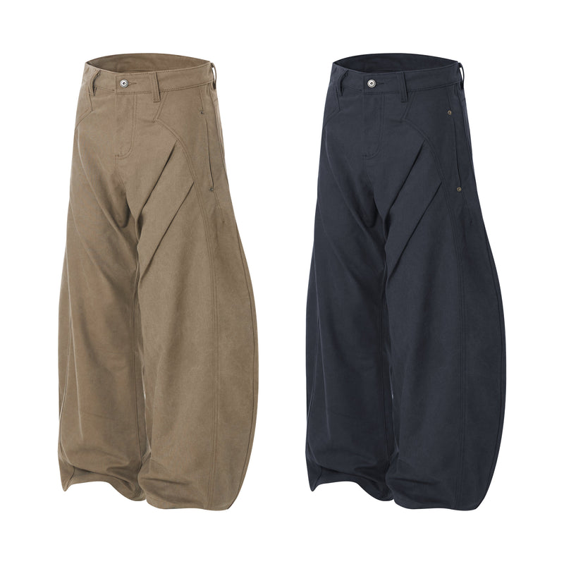 3D Curved Panel Wide-Leg Pants | Sculptural Streetwear