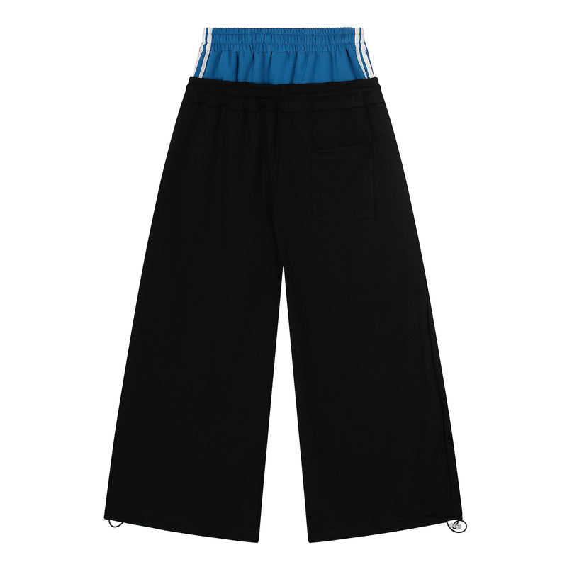 Varsity Patch Wide-Leg Sweatpants | Contrast Double Waist