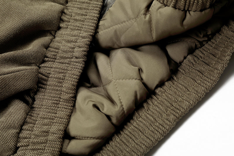 Faux Fur Collar Suede-Texture Buckle Bomber Jacket