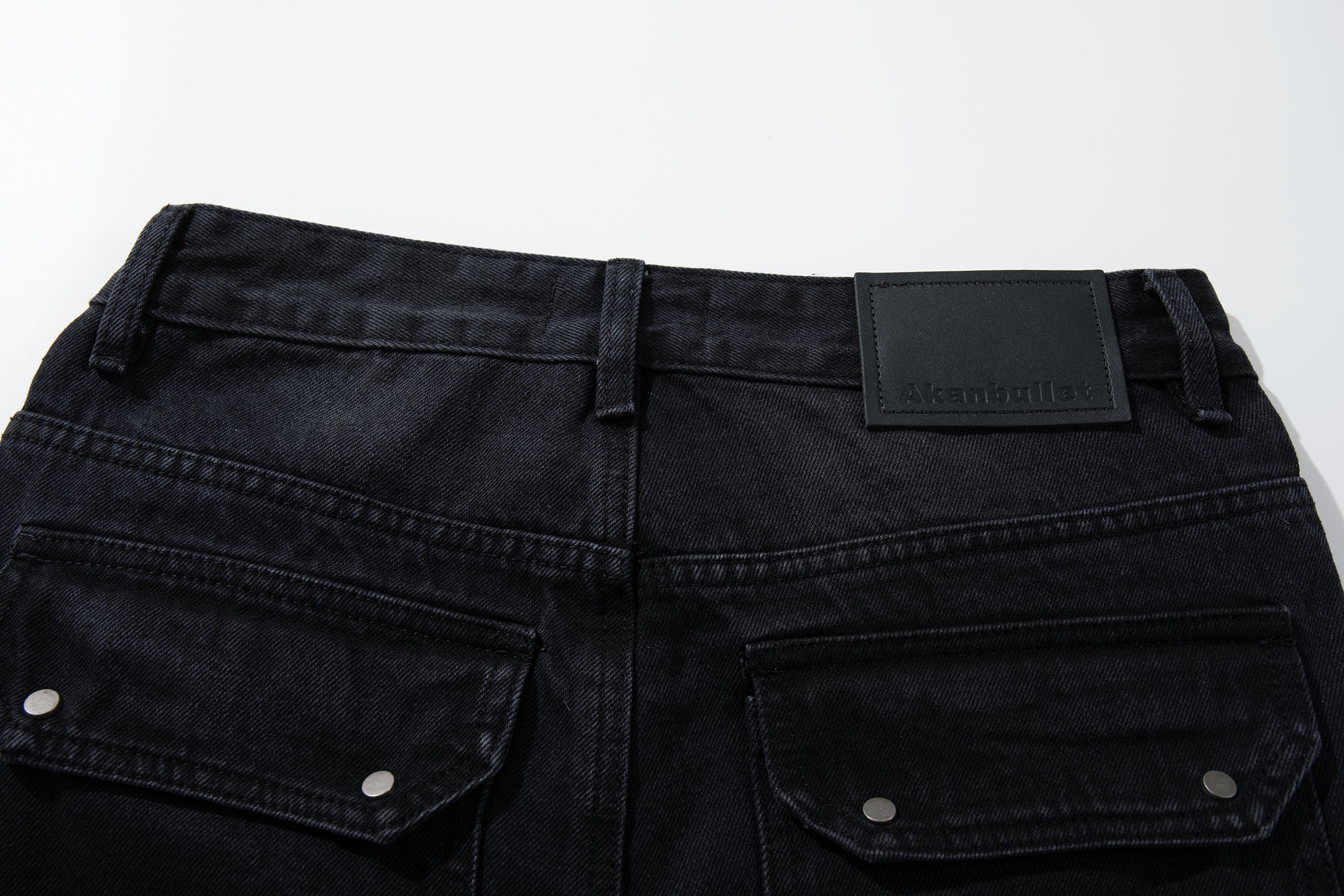 Omirad Shredded Ribbed Black Wide-Leg Cargo Jeans