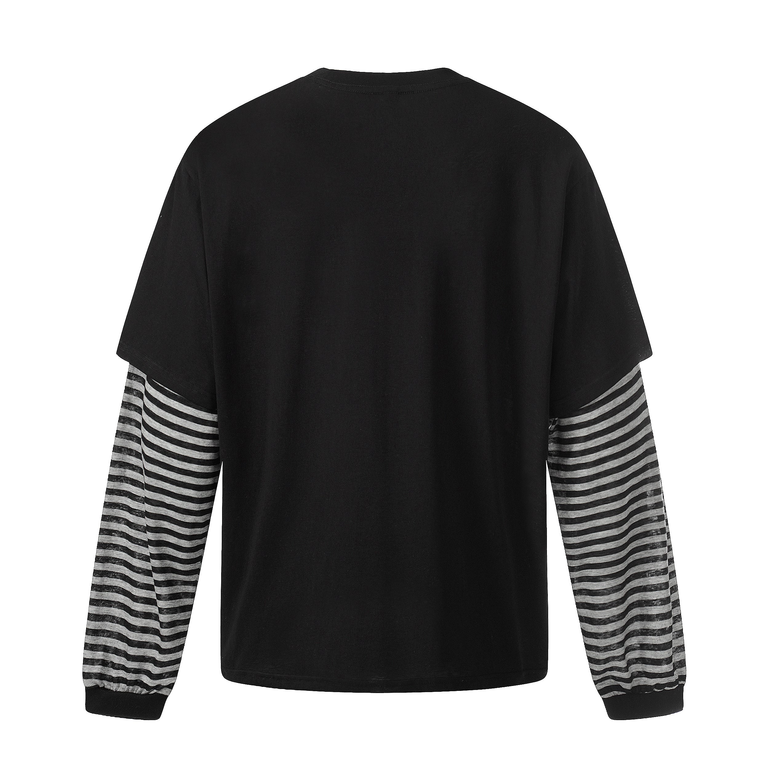 Men's Layered Graphic Long Sleeve Tee | Striped Sleeves