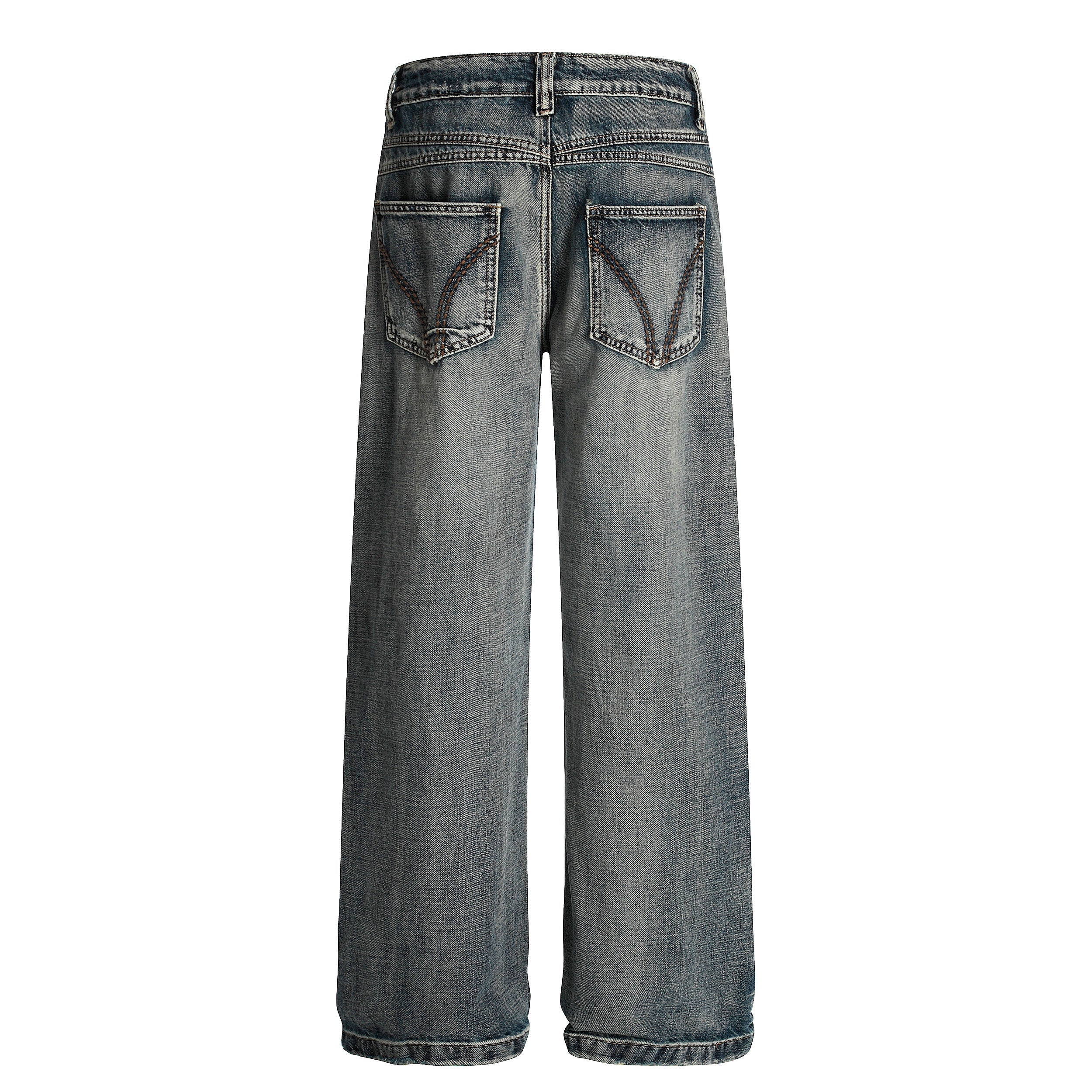 Retro Creased Wide-Leg Denim Jeans | Vintage Wash Streetwear