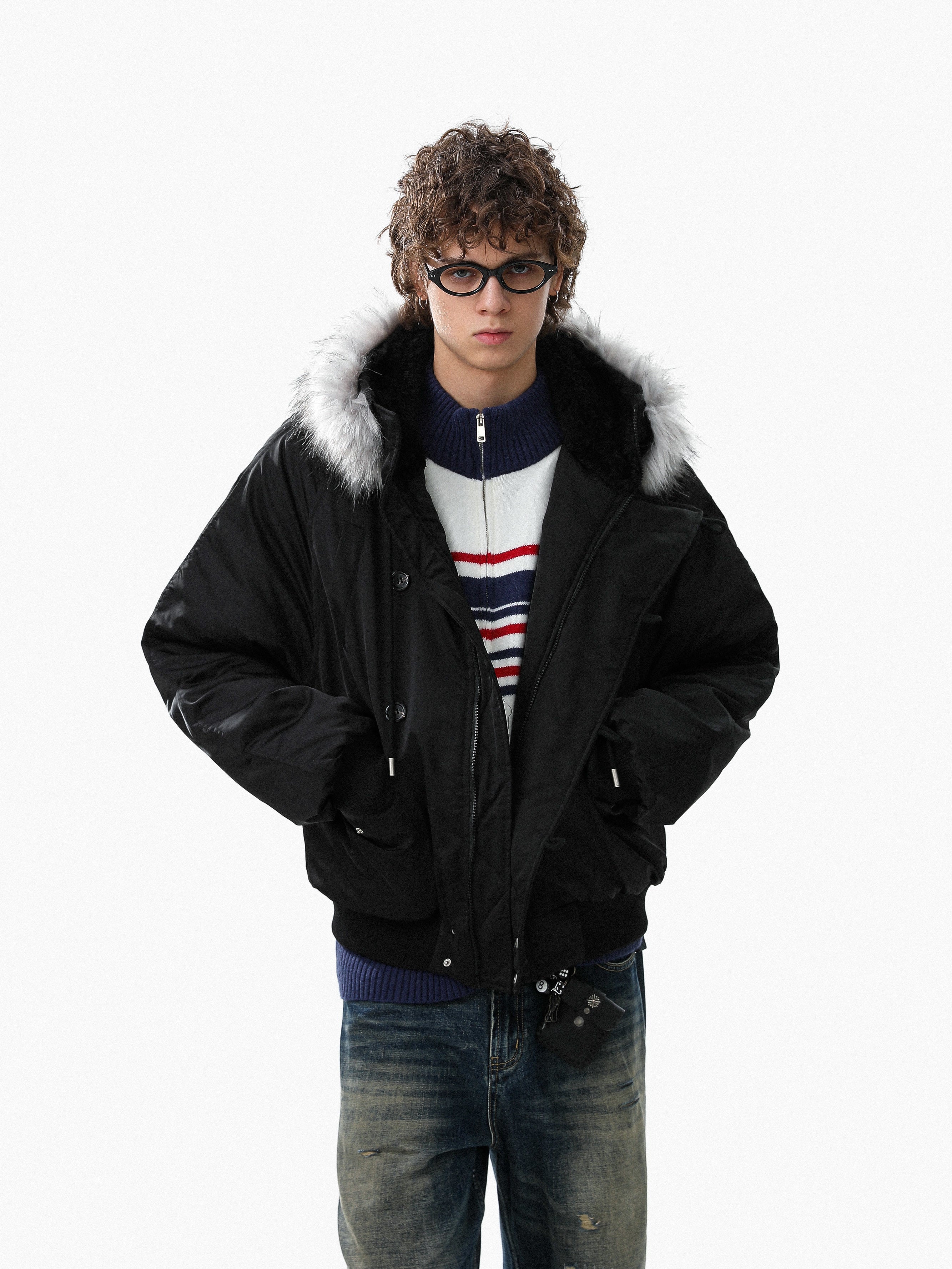 Faux Fur Trim Padded Bomber Jacket | Cropped Winter Coat