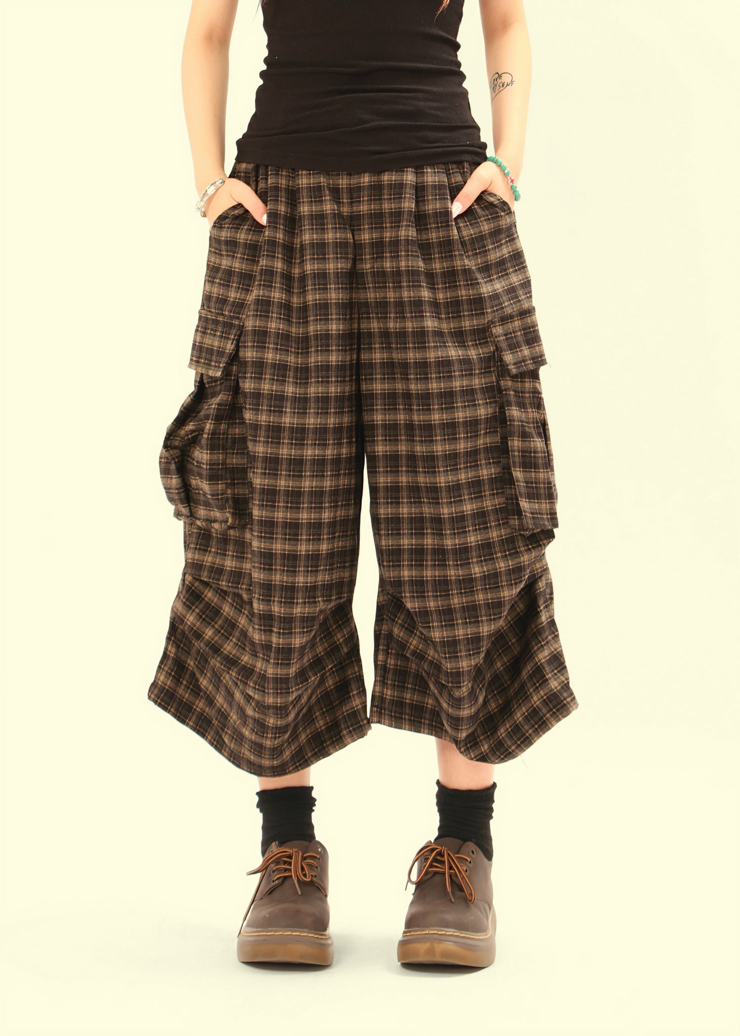 Omirad Plaid Cargo Shorts | Streetwear Knee-Length Fit