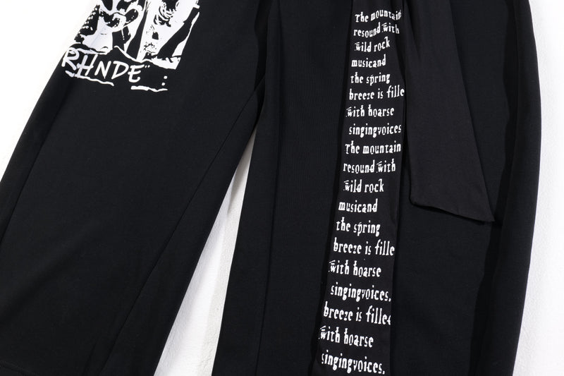 Rock Graphic Wide-Leg Wrap Pants | Streetwear Drape