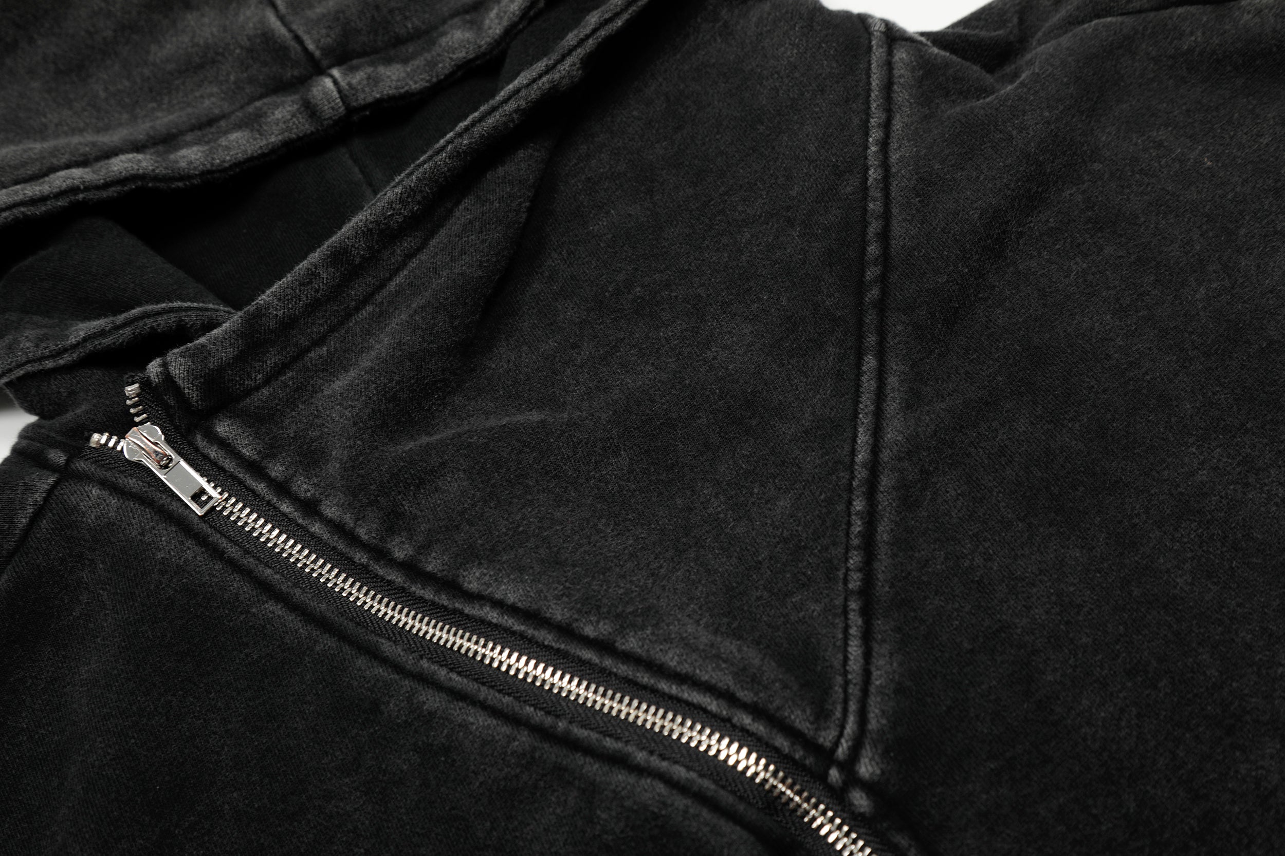 Asymmetric Zip Washed Hoodie Jacket | Streetwear Bomber