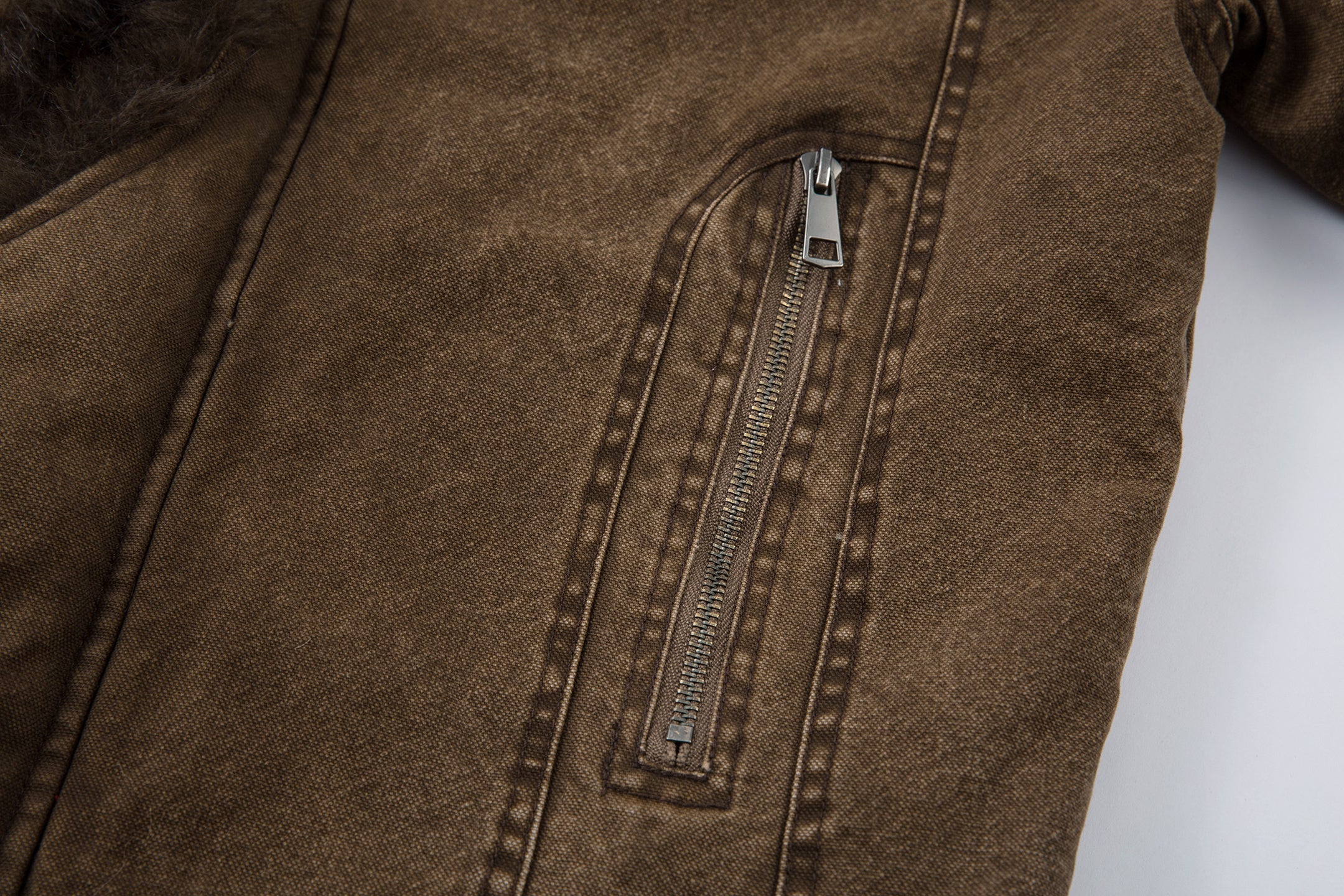 Fur-Lined Toggle Jacket | Vintage Washed Streetwear Coat