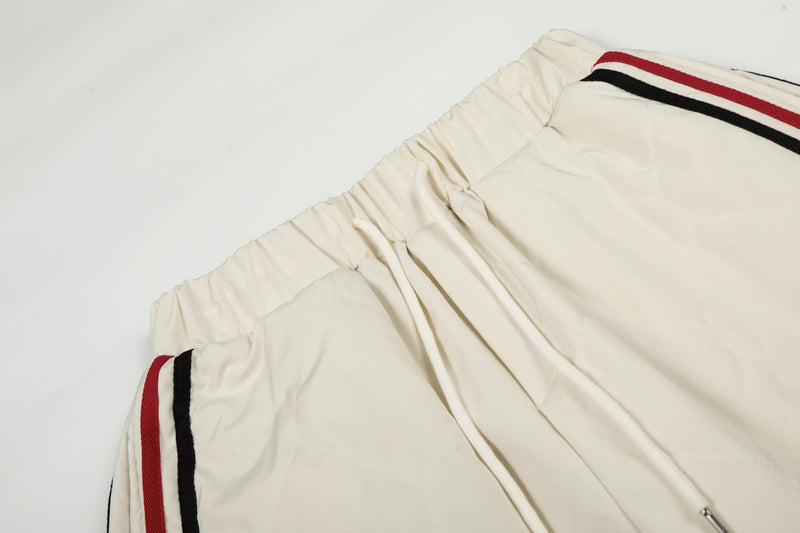 Quilted Wide-Leg Track Pants with Racing Stripes