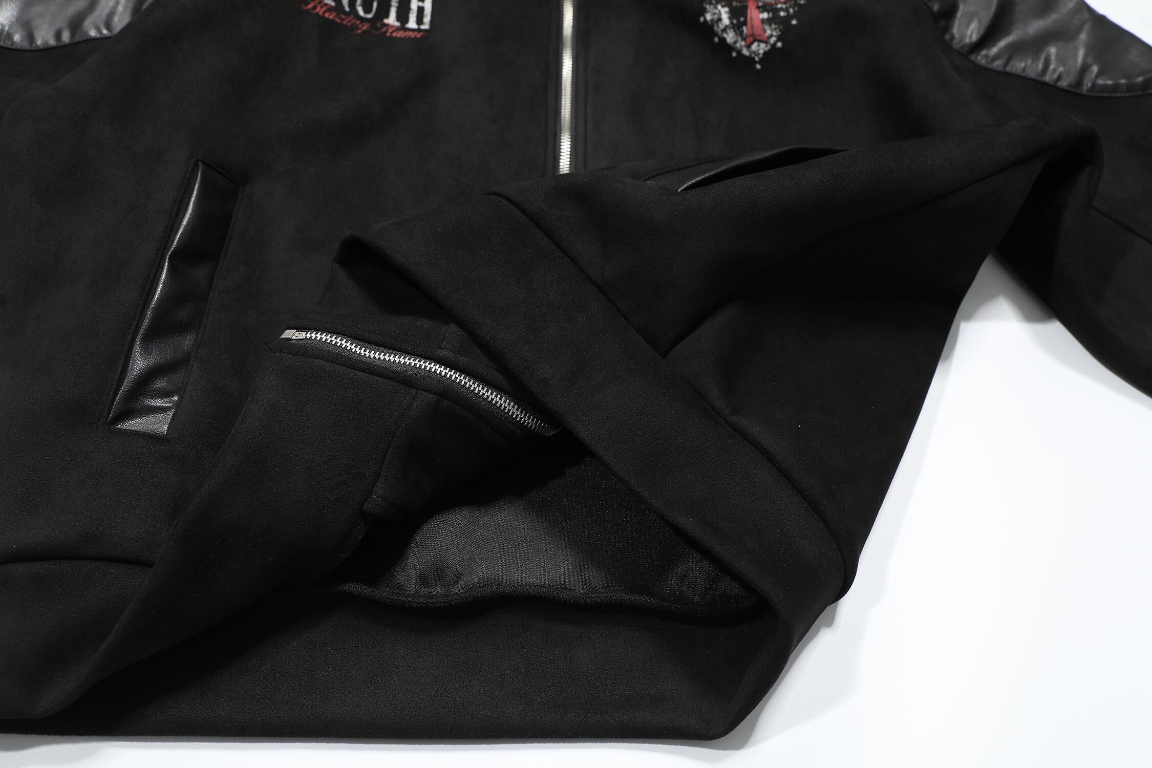 Truth Blazing Flame Mixed-Media Embroidered Hooded Jacket