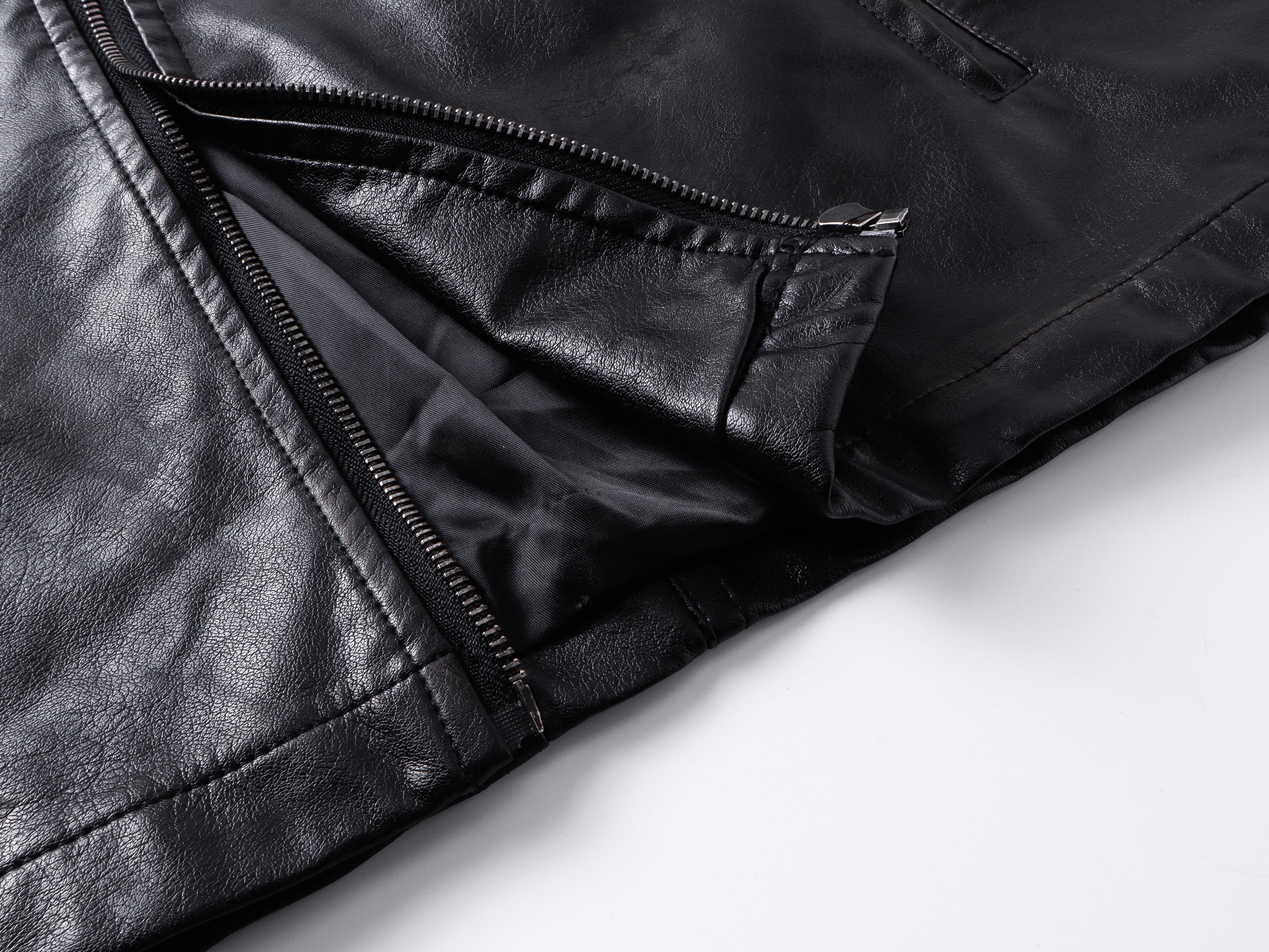Omirad Men's Faux Leather Biker Jacket | Full-Zip Moto Style