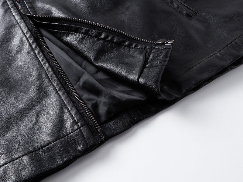 Omirad Men's Faux Leather Biker Jacket | Full-Zip Moto Style