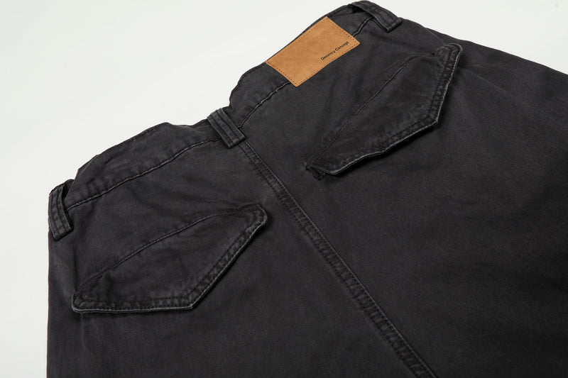 Heavy Cargo Pocket Wide-Leg Pants | Washed Cotton Streetwear