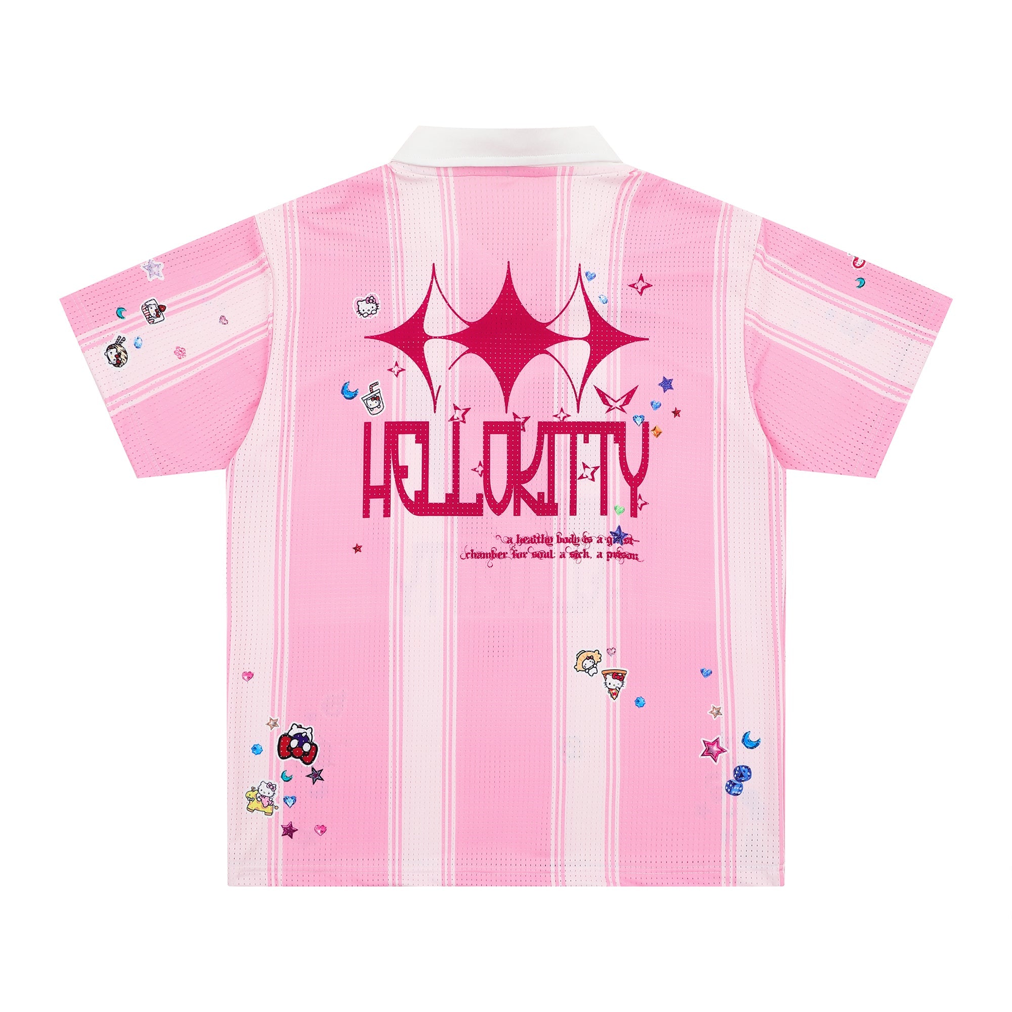 Hello Kitty Varsity Mesh Jersey | Striped Athletic Street Top