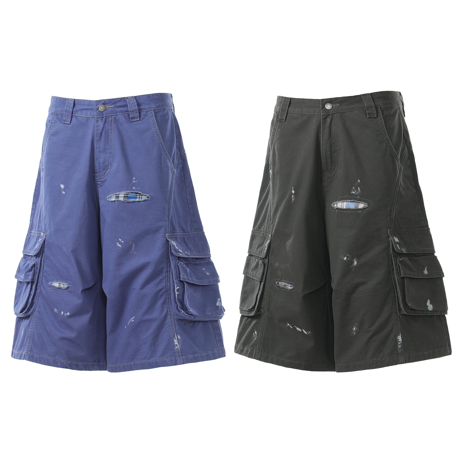 Omirad Distressed Utility Cargo Shorts | Wide-Leg Fit
