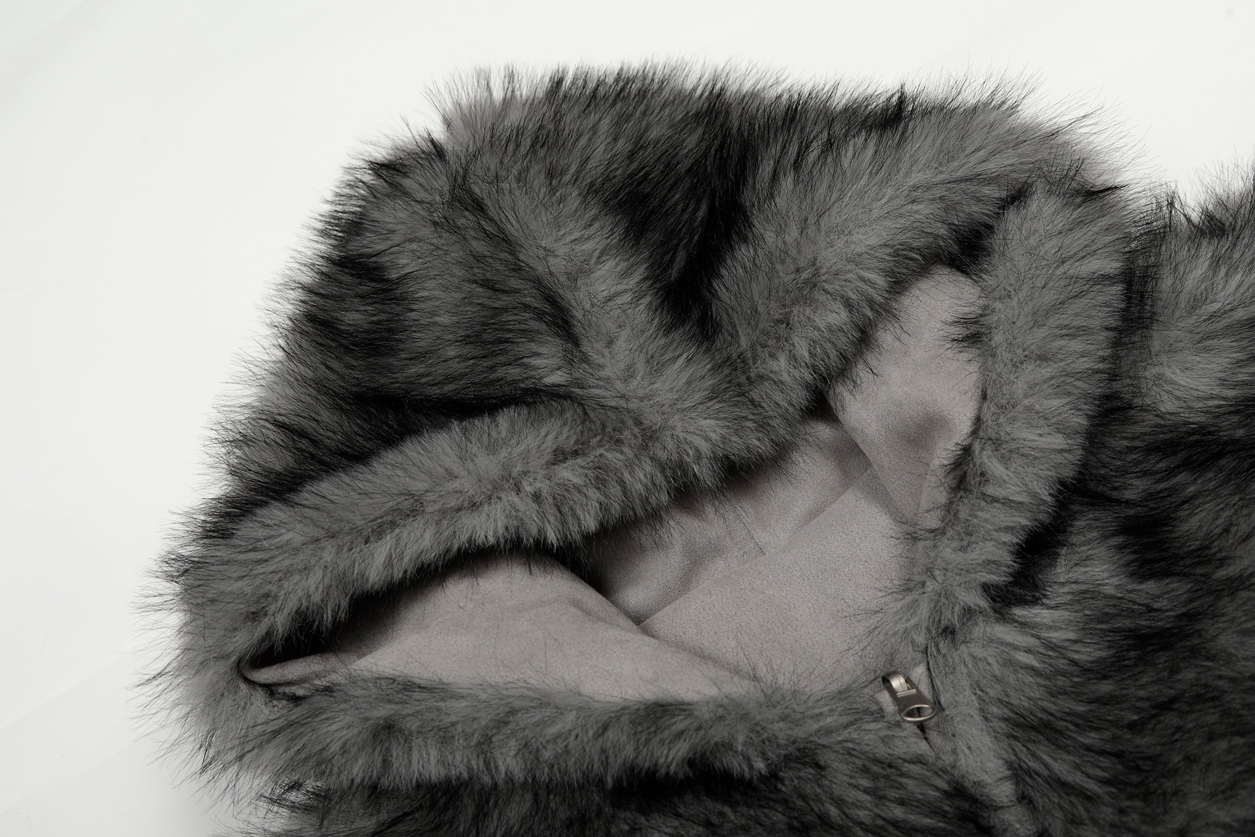 Reversible Faux Fur & Suede Hooded Bomber Jacket