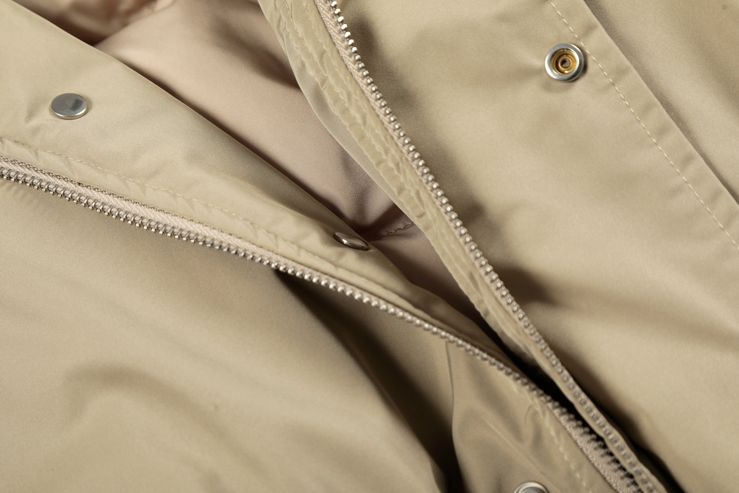 Faux Fur Hooded Nylon Bomber Jacket | Ruched Sleeve