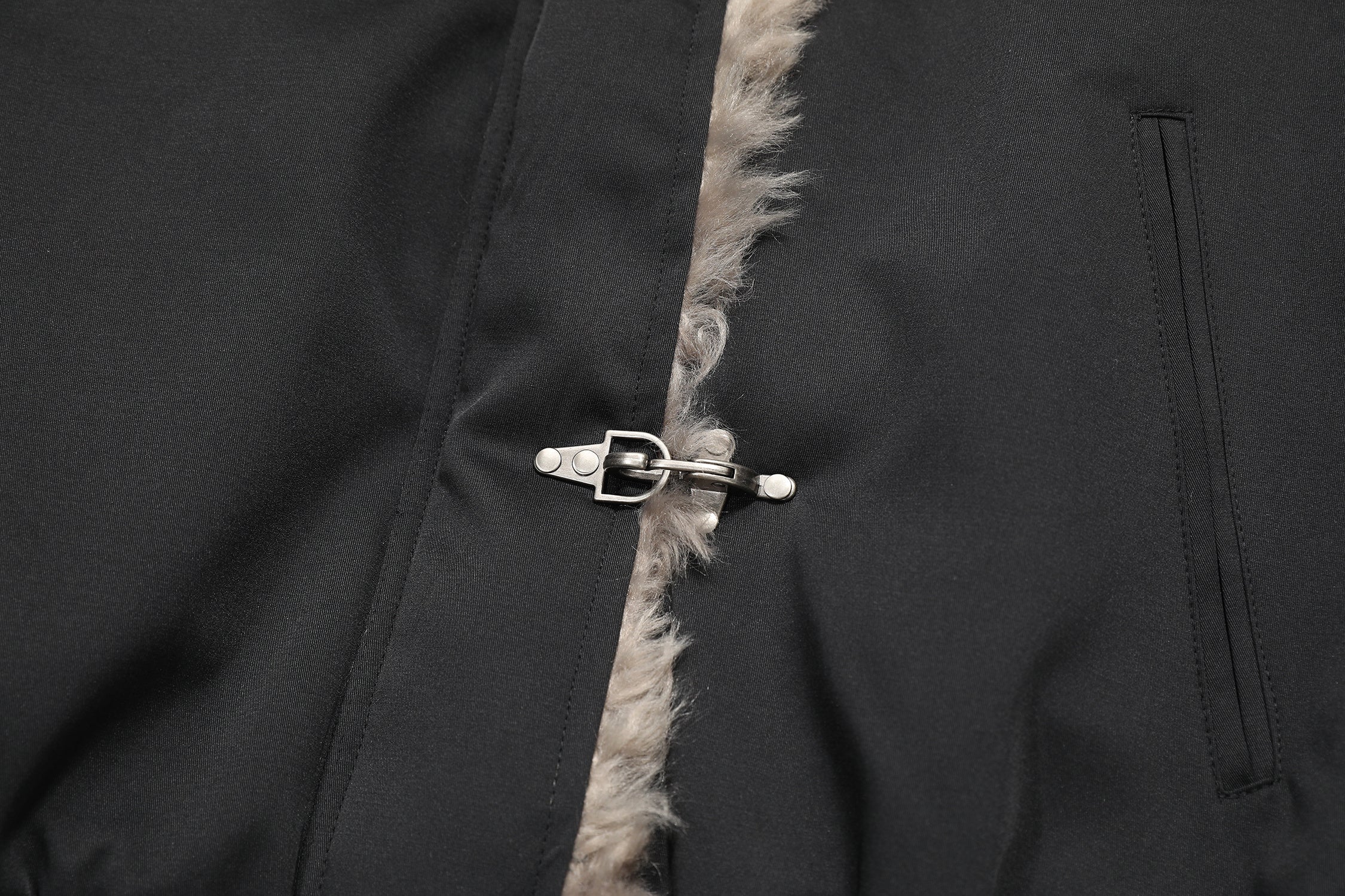Faux-Fur Trim Padded Bomber Jacket | Metal Hook Closure