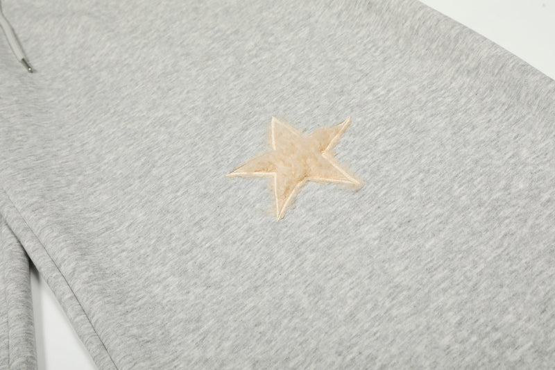 Fuzzy Star Appliqué Wide-Leg Sweatpants | Happy Ronteng