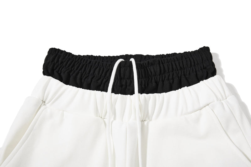 Distressed Wide-Leg Sweatpants with Contrast Waistband