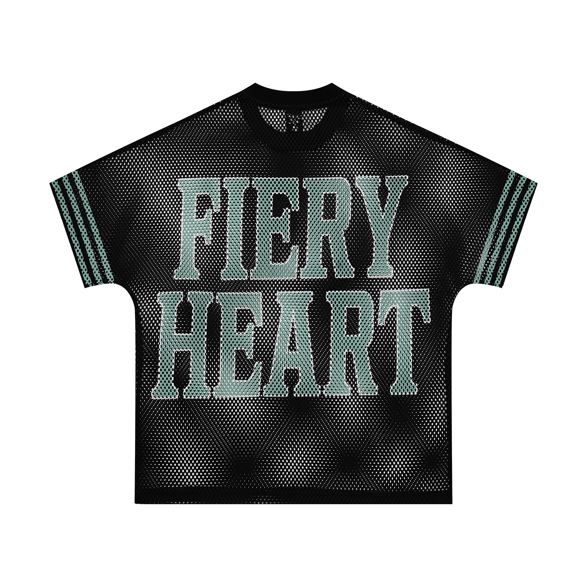 Omirad Fiery Heart Mesh Jersey Tee | Varsity Graphic Streetwear